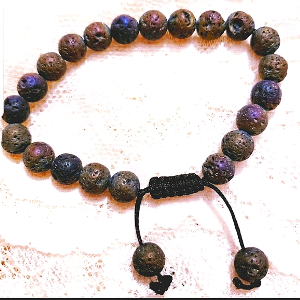 LAVA ROCK COLORFUL UNIQUE BOHO BEACH ADJUSTABLE BRACELET☆NEW